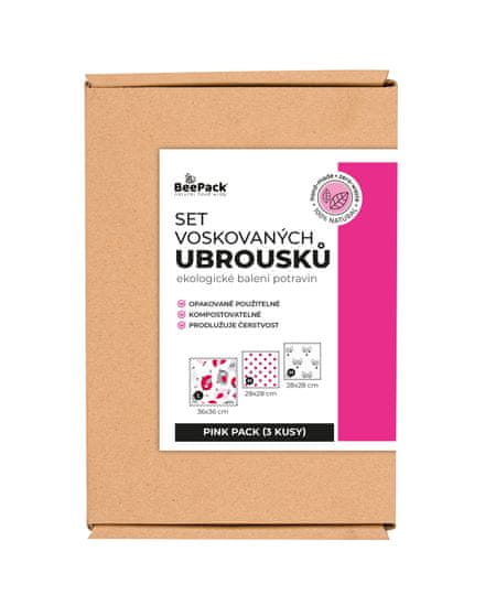 BeePack Pink pack 3 voskované ubrousky M + M + L