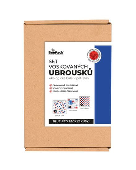 BeePack BLUE-RED PACK – 3 voskované ubrousky Beepack - M+M+L