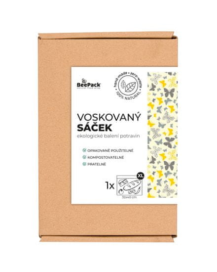 BeePack Voskovaný sáček Beepack - MOTÝLCI - XL