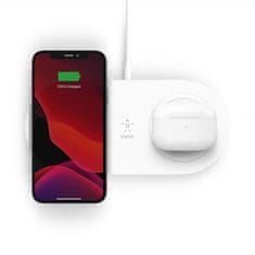 Belkin BOOST CHARGE Qi Duální 15W Bezdrátová plochá nabíječka, bílá