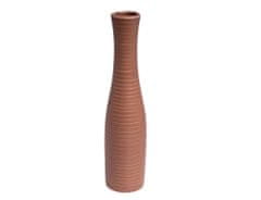 Sandra Rich Váza BOTTLE GROOVE keramická hnědá d8x32cm