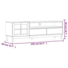 Vidaxl TV skříňka s prosklenými dvířky FLAM 158x40x50 cm borové dřevo