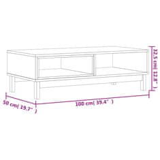 Greatstore Konferenční stolek FLAM 100 x 50 x 32,5 cm masivní borové dřevo