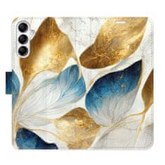 iSaprio Flipové pouzdro - GoldBlue Leaves pro Samsung Galaxy A14 / A14 5G