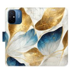 iSaprio Flipové pouzdro - GoldBlue Leaves pro Xiaomi Redmi 12C