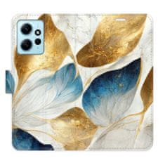 iSaprio Flipové pouzdro - GoldBlue Leaves pro Xiaomi Redmi Note 12 5G