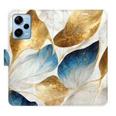 iSaprio Flipové pouzdro - GoldBlue Leaves pro Xiaomi Redmi Note 12 Pro+ 5G