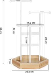 VASAGLE Stojánek na šperky s dřevěnou podnoží