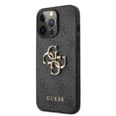 Guess Zadní kryt PU 4G Metal Logo pro iPhone 13 Pro Grey