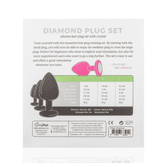 Easytoys Sada análních kolíků Silicone Butt Plug with Diamond - Pink