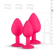 Easytoys Sada análních kolíků Silicone Butt Plug with Diamond - Pink