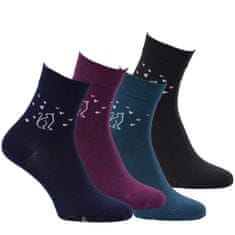 Zdravé Ponožky  dámské bavlněné zdravotní vzorované ponožky kočka 6101923 4-pack, 39-42