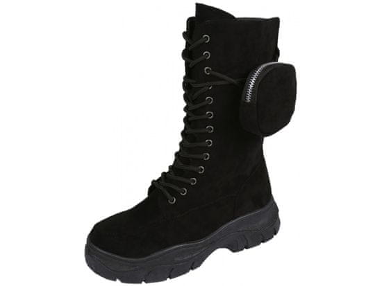 sarcia.eu Černé vysoké semišové kotníkové boty s kapsou VICES 39 EU
