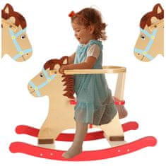 WOWO Dřevěný Houpací Kůň pro Děti s Bezpečnostní Opěrkou