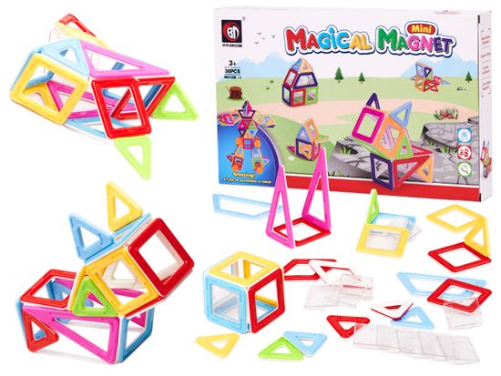 WOWO MAGICKÝ MAGNET MINI - Magnetické Stavební Bloky pro Děti, 38 Kusů, Verze 3, pro děti od 3 let