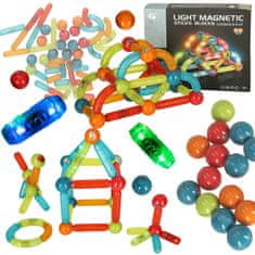 WOWO Svítící Magnetické Bloky a Tyčinky pro Děti - LED Sada 52 Prvků