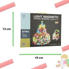 WOWO Svítící Magnetické Bloky a Tyčinky pro Děti - 102 Prvků, LED Technologie