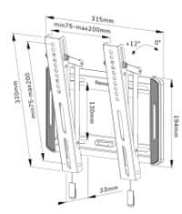 Neomounts WL35-550BL12/Držák displeje/na stěnu/24-55"/sklopný/VESA 200X200/nosn. 45kg/černý