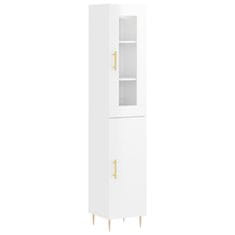 Vidaxl Skříň highboard bílá s vysokým leskem 34,5x34x180 cm kompozit