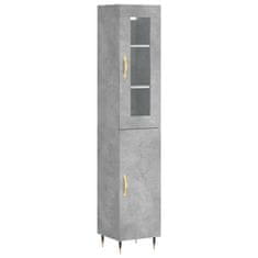 Greatstore Skříň highboard betonově šedá 34,5x34x180 cm kompozitní dřevo