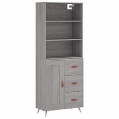 Greatstore Skříň highboard šedá sonoma 69,5 x 34 x 180 cm kompozitní dřevo