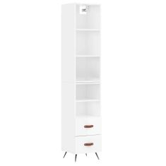 Vidaxl Skříň highboard bílá s vysokým leskem 34,5x34x180 cm kompozit