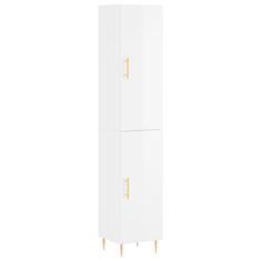 Vidaxl Skříň highboard bílá s vysokým leskem 34,5x34x180 cm kompozit