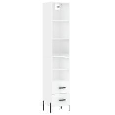 Vidaxl Skříň highboard bílá s vysokým leskem 34,5x34x180 cm kompozit