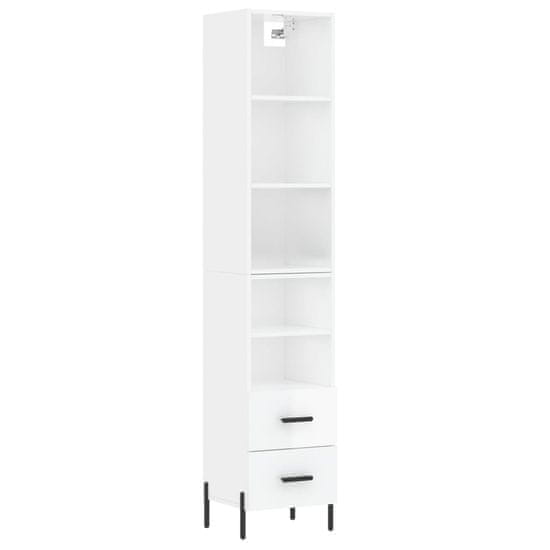 Vidaxl Skříň highboard bílá s vysokým leskem 34,5x34x180 cm kompozit