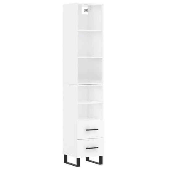 Vidaxl Skříň highboard bílá s vysokým leskem 34,5x34x180 cm kompozit