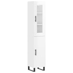 Greatstore Skříň highboard bílá s vysokým leskem 34,5x34x180 cm kompozit