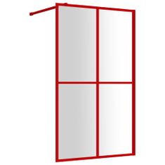 Vidaxl Zástěna do průchozí sprchy čiré ESG sklo červená 118 x 195 cm
