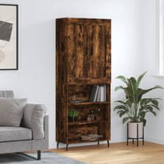 Greatstore Skříň highboard kouřový dub 69,5 x 34 x 180 cm kompozitní dřevo