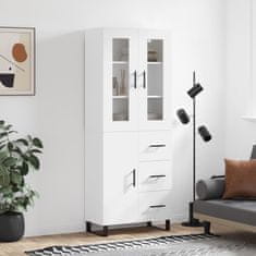 Greatstore Skříň highboard bílá 69,5 x 34 x 180 cm kompozitní dřevo