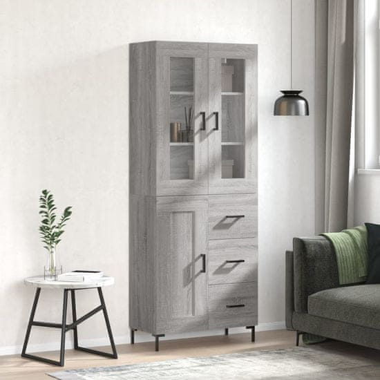 Greatstore Skříň highboard šedá sonoma 69,5 x 34 x 180 cm kompozitní dřevo