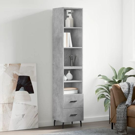 Vidaxl Skříň highboard betonově šedá 34,5x34x180 cm kompozitní dřevo