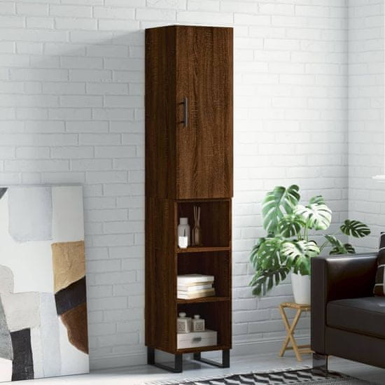 Vidaxl Skříň highboard hnědý dub 34,5 x 34 x 180 cm kompozitní dřevo