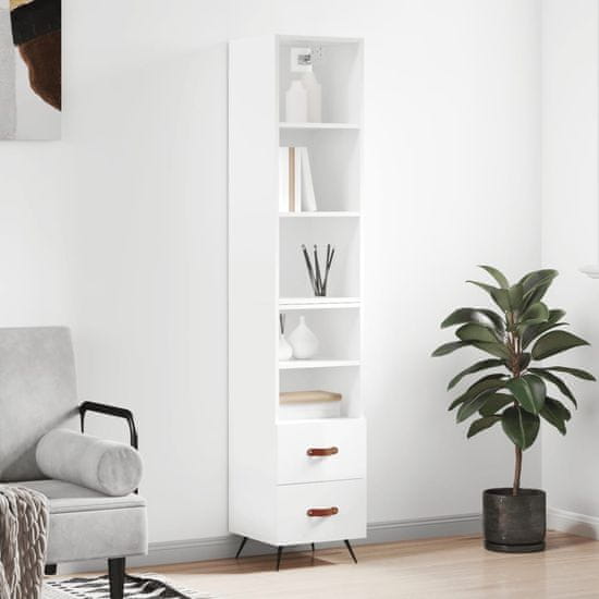 Vidaxl Skříň highboard bílá s vysokým leskem 34,5x34x180 cm kompozit