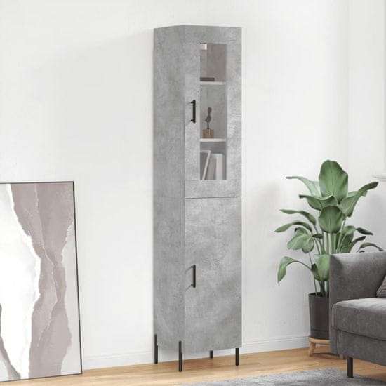 Greatstore Skříň highboard betonově šedá 34,5x34x180 cm kompozitní dřevo