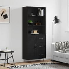 Greatstore Skříň highboard černá 69,5 x 34 x 180 cm kompozitní dřevo