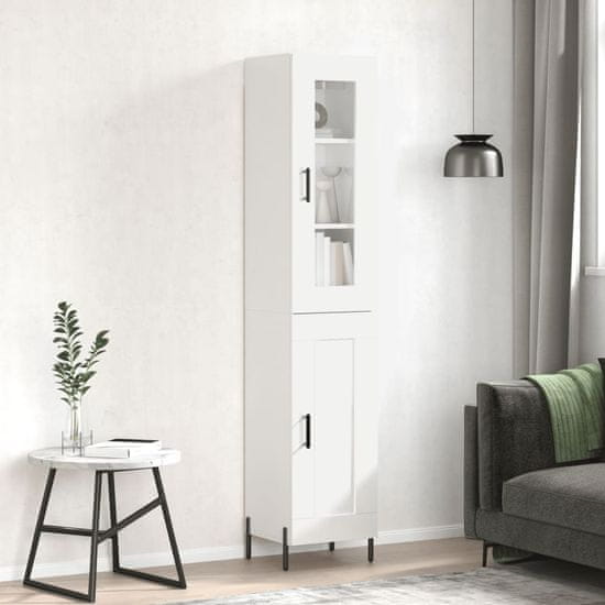 Greatstore Skříň highboard bílá s vysokým leskem 34,5x34x180 cm kompozit