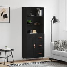 Greatstore Skříň highboard černá 69,5 x 34 x 180 cm kompozitní dřevo