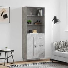 Greatstore Skříň highboard betonově šedá 69,5x34x180 cm kompozitní dřevo