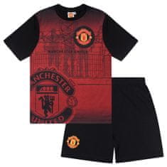 FotbalFans Dětské Pyžamo Manchester United, Černá-červená, 100% Bavlna | 12-13 let
