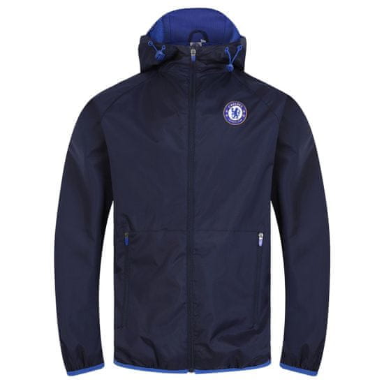 FotbalFans Bunda Chelsea FC s kapucí, zip, kapsy, znak, modrá