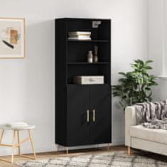 Greatstore Skříň highboard černá 69,5 x 34 x 180 cm kompozitní dřevo