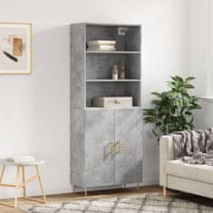 Greatstore Skříň highboard betonově šedá 69,5x34x180 cm kompozitní dřevo