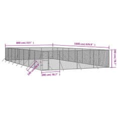 Petromila Venkovní psí kotec stříbrný 8 x 16 x 2 m pozinkovaná ocel