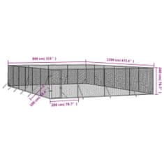 Vidaxl Venkovní psí kotec stříbrný 8 x 12 x 2 m pozinkovaná ocel