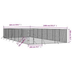 Vidaxl Venkovní psí kotec stříbrný 6 x 14 x 2 m pozinkovaná ocel